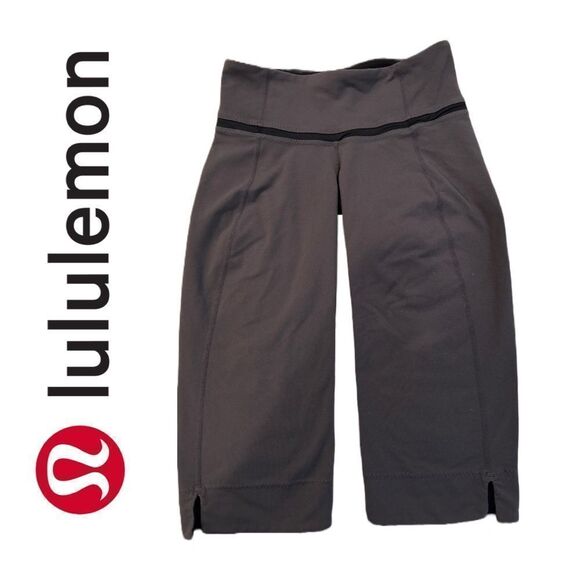 lululemon Athletica Gray and Black Crop Leggings -‎ Size 6 - Picture 1 of 2